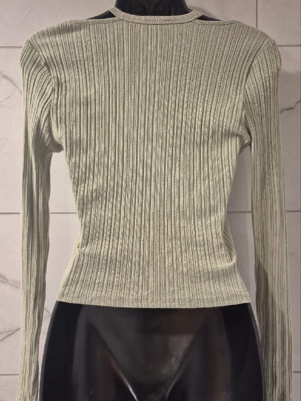 Lush Sage Green Ribbed Cold-Shoulder Button-Front Top - Picture 8 of 8